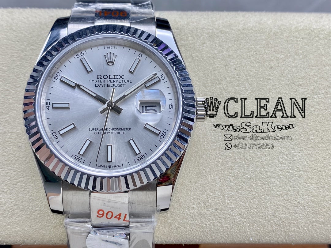 00cca4c1c16ef58979139417146e4f38 ROLEX DATEJUST SILVER DIAL 41MM - Image 1