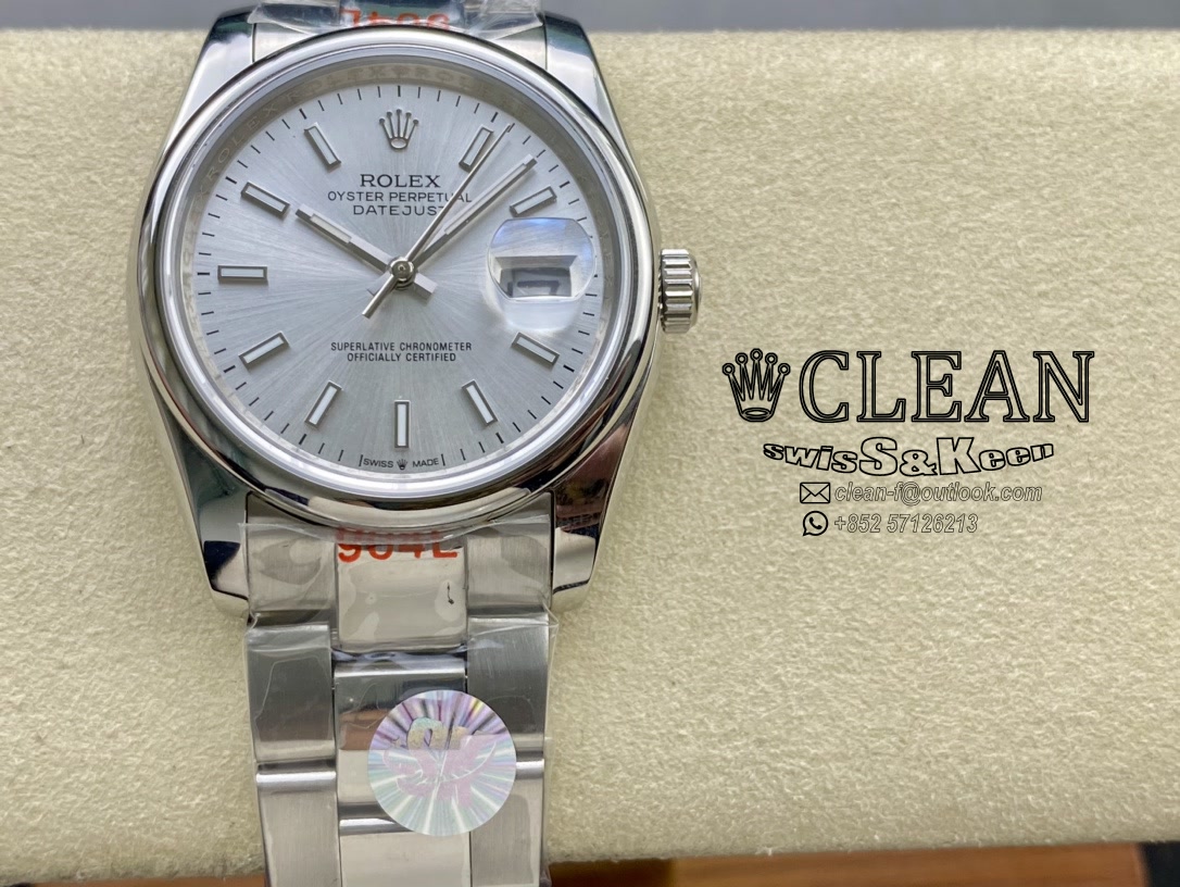 012699020dca222d66441b63fddef614 ROLEX DATEJUST SILVER DIAL 36MM - Image 1