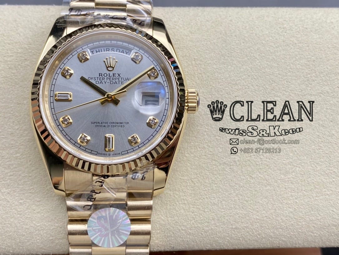 138db710a4f2c0ea2afa35ef07a937bb ROLEX DAY-DATE SILVER DIAL 36MM - Image 1