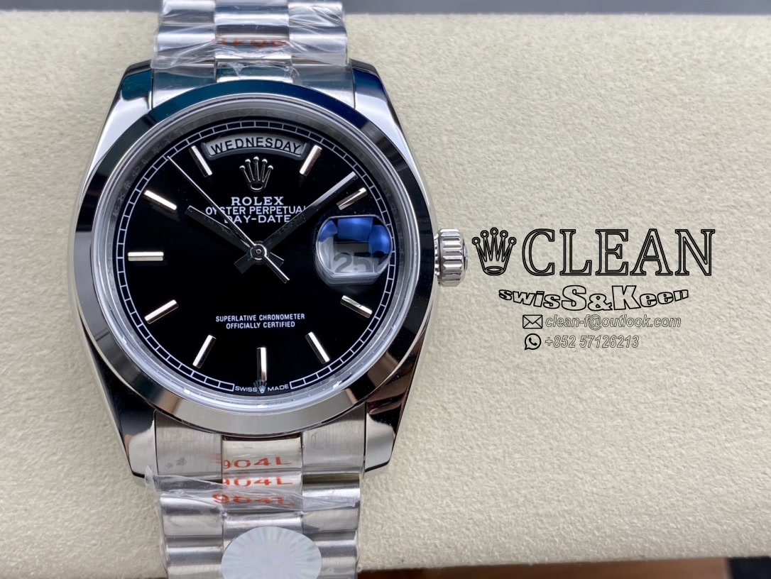 280830b096765bdc99e2b617285a2650 ROLEX DAY-DATE BLACK DIAL 36MM - Image 1