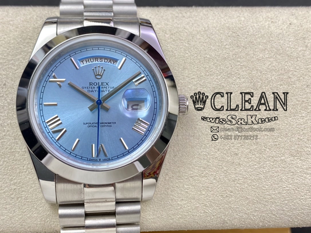 37061fee2090df252d6495d9e4e12e78 ROLEX DAY-DATE BLUE DIAL 40MM - Image 1