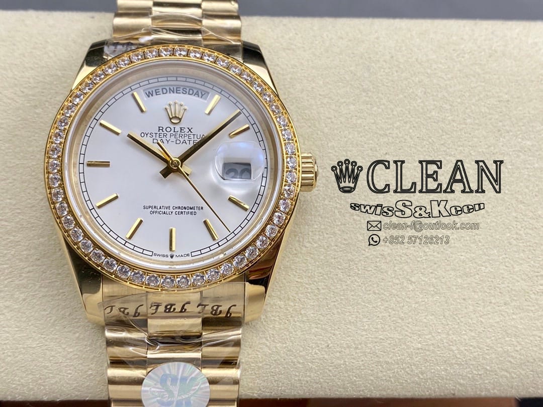 43cba94dbbeab7fd1ce0beb798e13af4 ROLEX DAY-DATE WHITE DIAL 36MM - Image 1