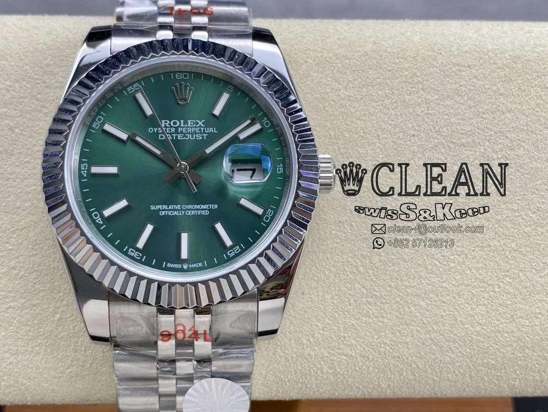56adf9fa5cb6ce9f124a5afe4dc8643a ROLEX DATEJUST GREEN DIAL 41MM - Image 1