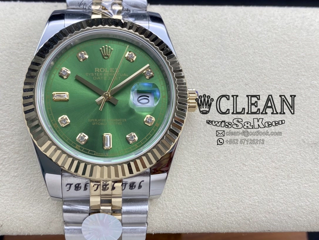 817bf5ba1f3350884b3fcd9c1129c4e8 ROLEX DATEJUST GREEN DIAL 41MM - Image 1