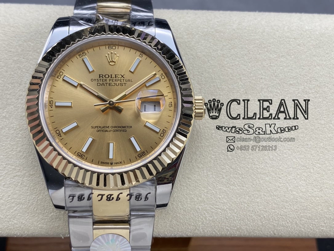 86e7bb72887335f1679476e38fba040d ROLEX DATEJUST GOLD DIAL 41MM - Image 1