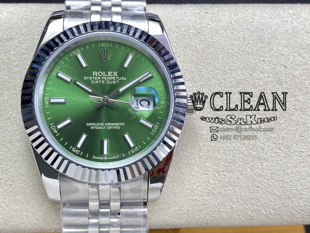 93c05eb78cc466d0f022984e31c4350c ROLEX DATEJUST GREEN DIAL 41MM - Image 1