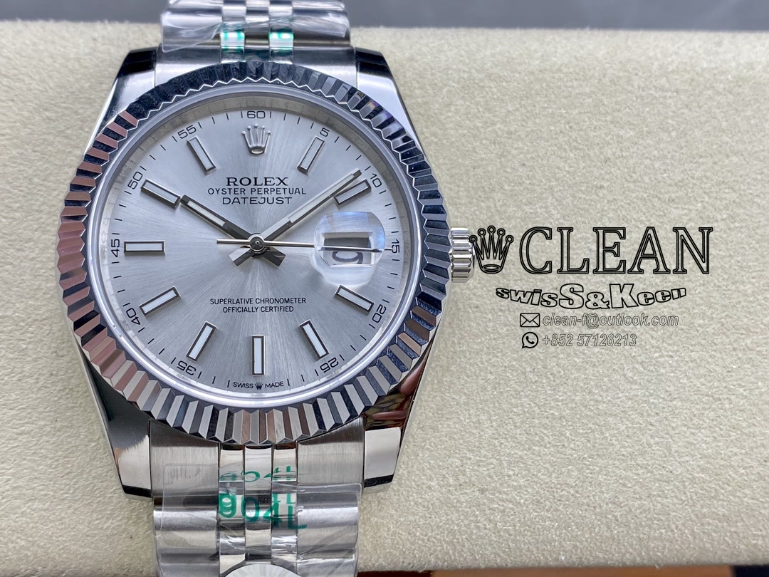 9b6af72997963c2afb1ad5400fc566bf ROLEX DATEJUST SILVER DIAL 41MM - Image 1