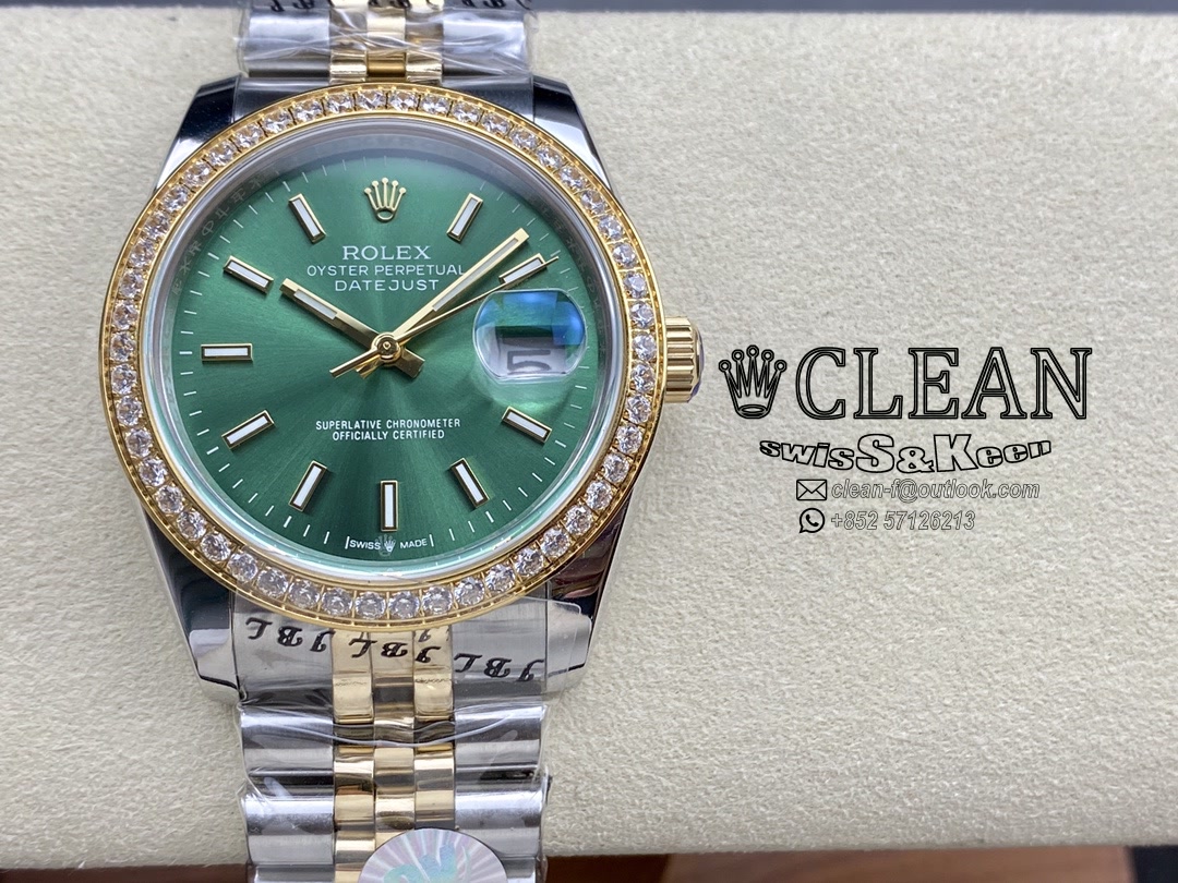 a218efc723b9cd243e40907fd04064ed ROLEX DATEJUST GREEN DIAL 36MM - Image 1
