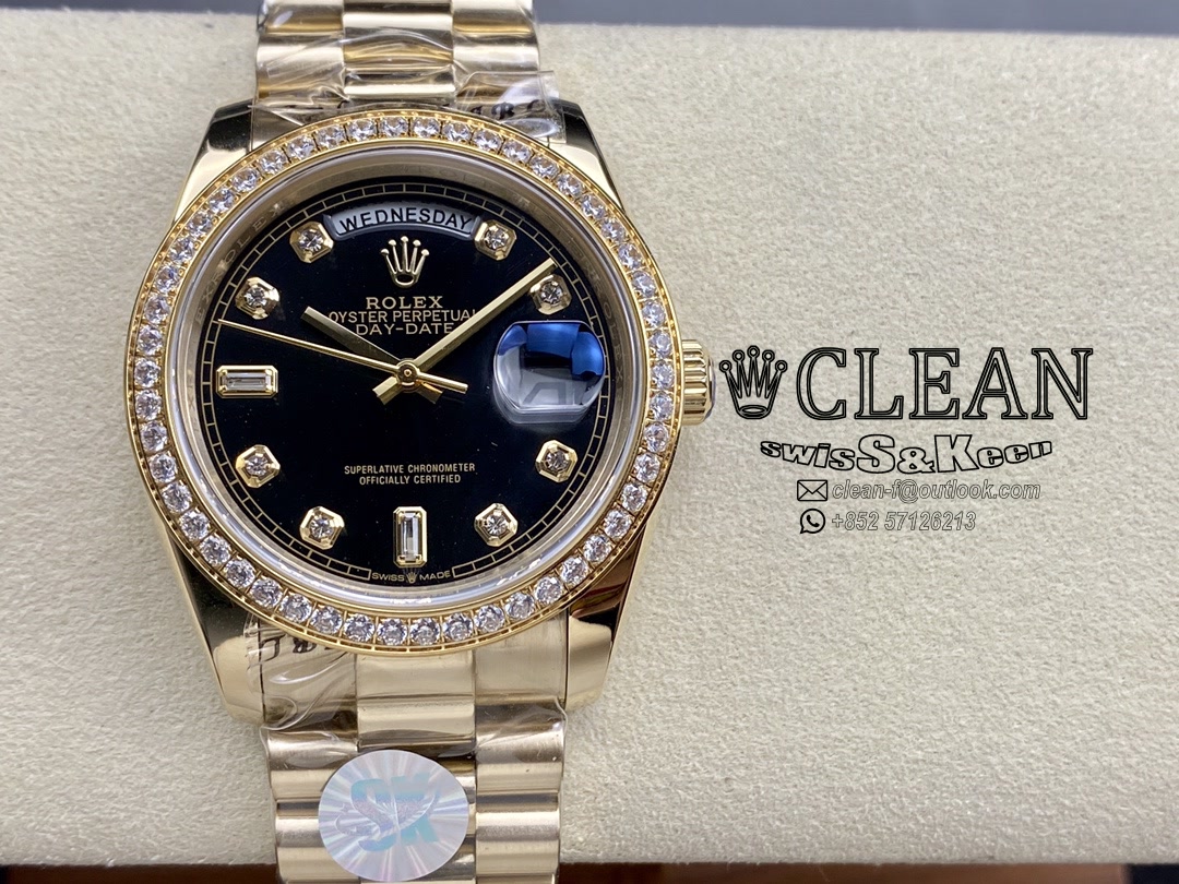 a63fad73cdeb2c873fc04374d3462559 ROLEX DAY-DATE BLACK DIAL 36MM - Image 1