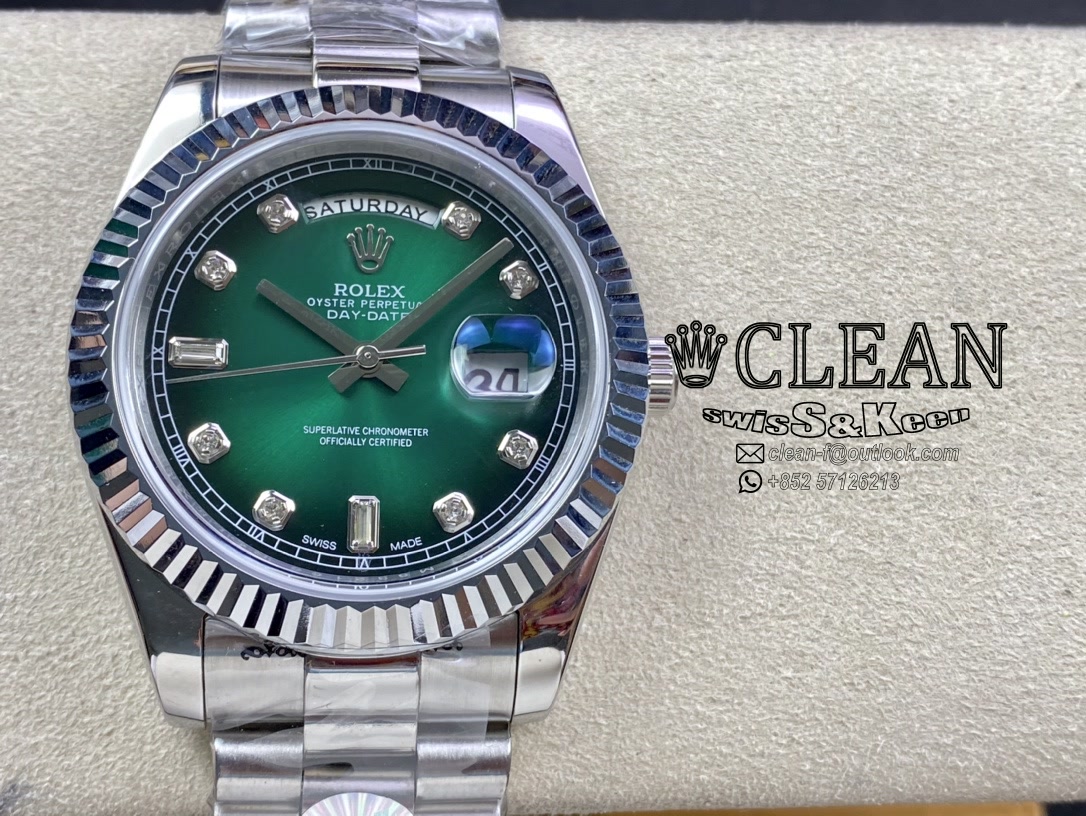 ac15640bb45dfddaf3f4fd10359a5682 ROLEX DAY-DATE GREEN DIAL 40MM - Image 1