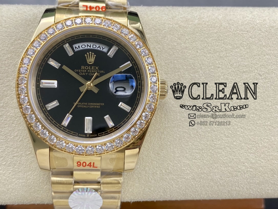 b3d439df582f773bf04b5d394a74c193 ROLEX DAY-DATE BLACK DIAL 40MM - Image 1