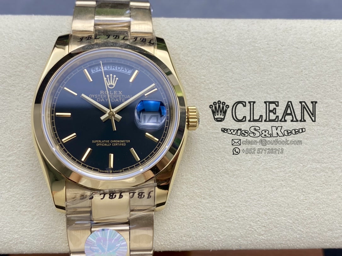 b7601e7159e4ed66b86f618df25a82d3 ROLEX DAY-DATE BLACK DIAL 36MM - Image 1