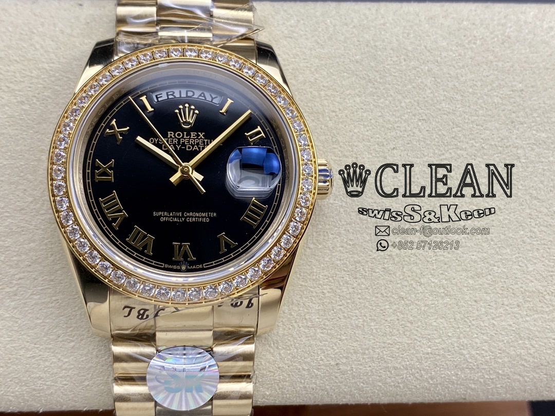 c0fc7614487ab882caca557944232582 ROLEX DAY-DATE BLACK DIAL 36MM - Image 1