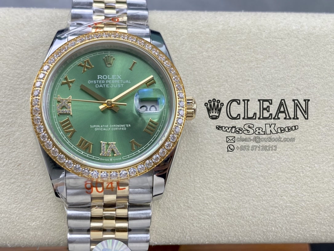 c9adf23b5000b09d1d319fe66d0a4c24 ROLEX DATEJUST GREEN DIAL 36MM - Image 1