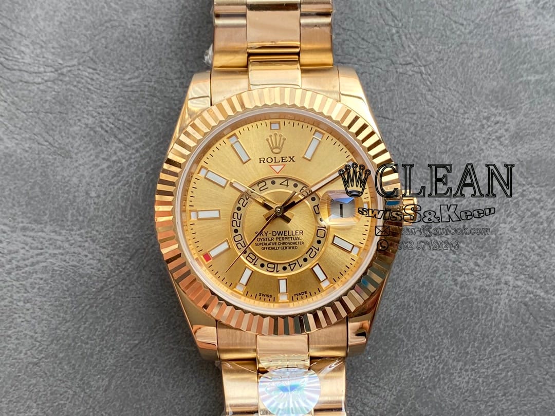 dcde9692bb26855f8bfe389174421d27 ROLEX SKY-DWELLER GOLD DIAL 42MM - Image 1