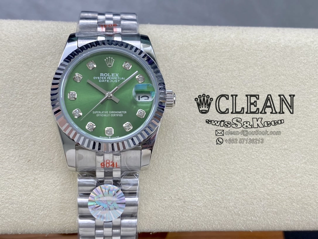 de90fe272531b1c8617eba0d0f1af87d ROLEX LADY-DATEJUST GREEN DIAL 31MM - Image 1