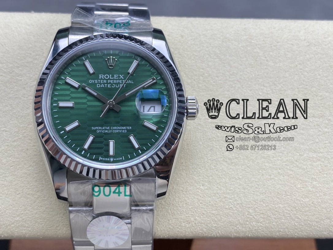 f0ef537e209c5b12adca61efdb5aa1b1 ROLEX DATEJUST GREEN DIAL 36MM - Image 1