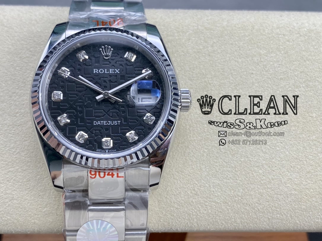 fc612c696ea7d97a1d0e1266aba12b11 ROLEX DATEJUST BLACK DIAL 36MM - Image 1